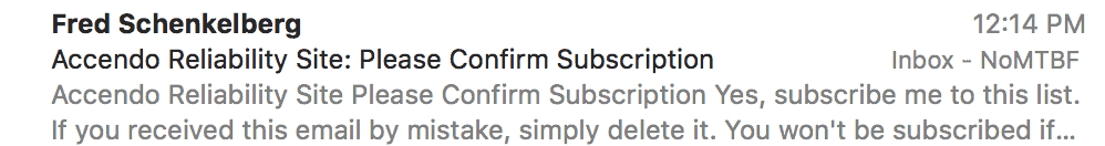 Join Accendo email confirmation message