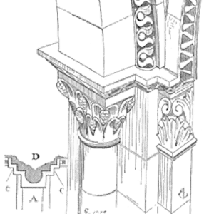 Drawing of Naissance voute arete romane
