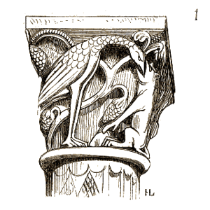 Drawing of Fabliau sur pilier cathedrale Autun