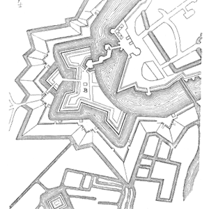 Drawing of Barbacane chateau Cantimpre Cambrai