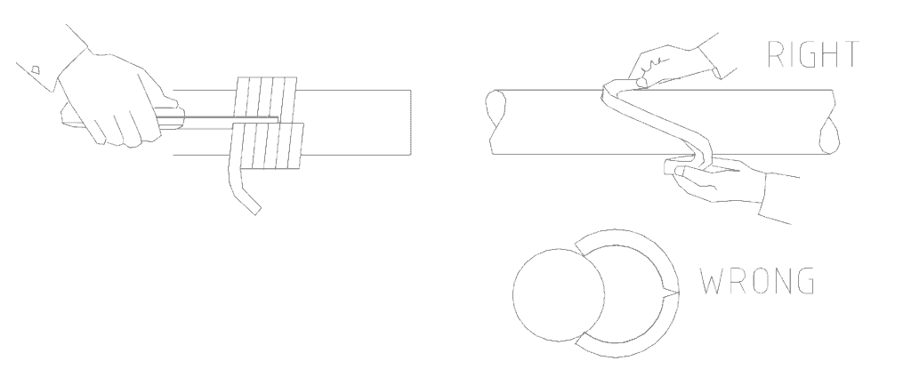 Cut each ring with a slanted end and join as shown