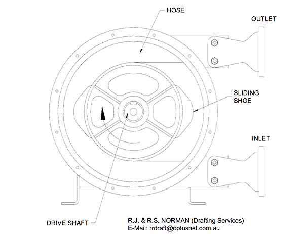 peristaltic pump cross section drawing